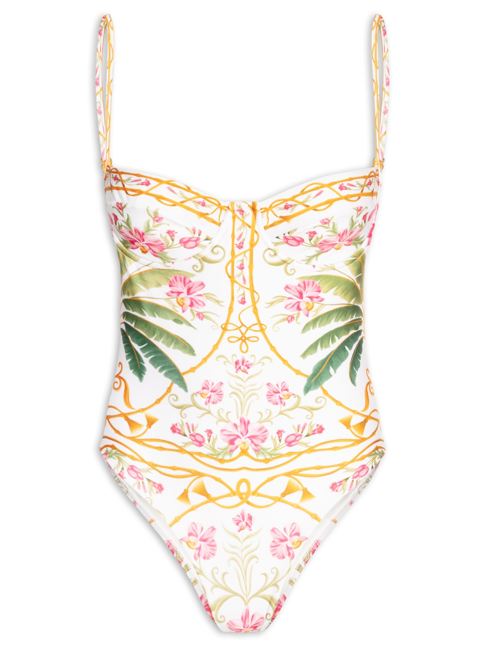 Maiô Meia Taça Localizado Floral Nusa Off White Farm Praia