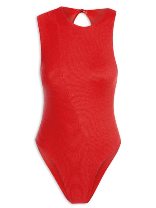 Maiô Nervuras Assimétrico - Vermelho
