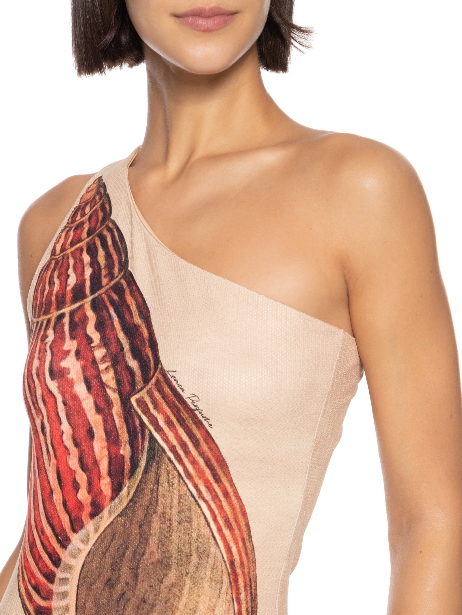 Maiô Ombro Único Bege Lança Perfume