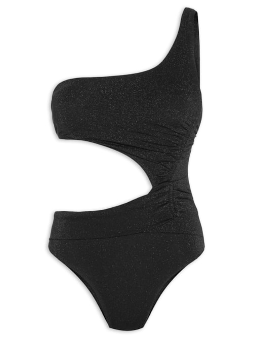 Maiô Ombro Único Com Abertura Lateral – Preto