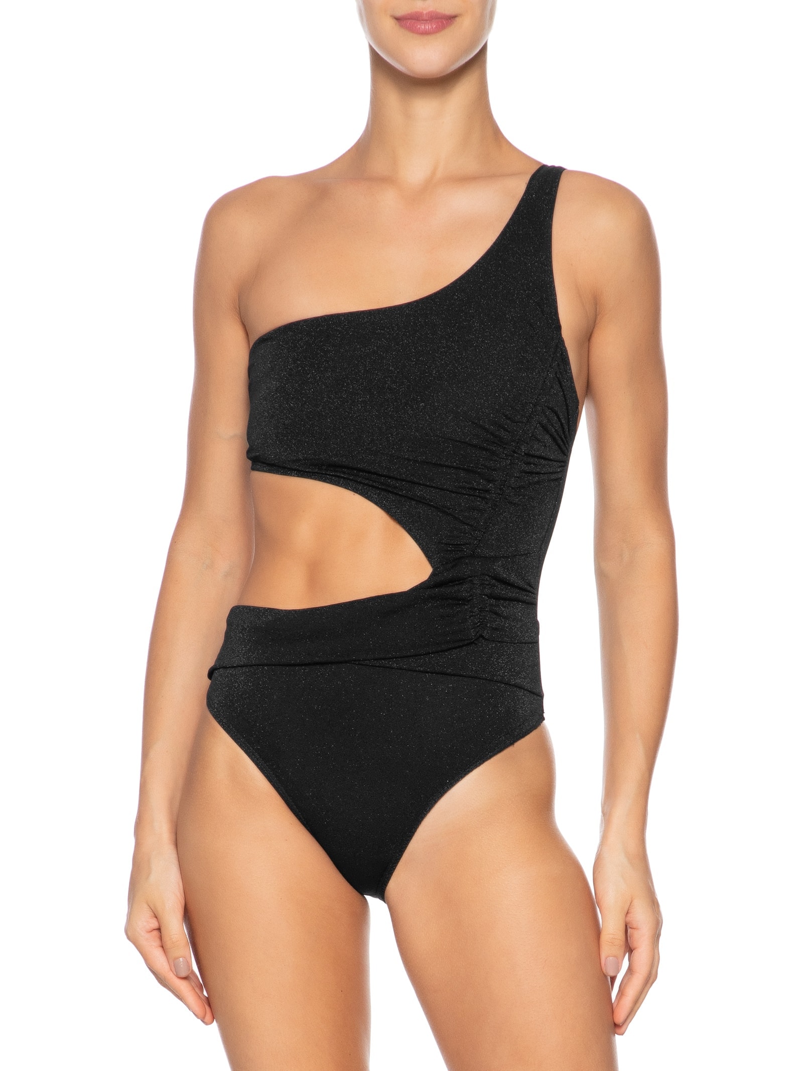 Maiô Ombro Único Com Abertura Lateral Preto Mktbeach