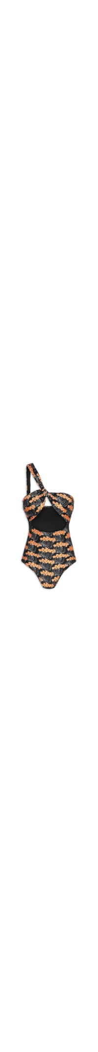 Maiô Ombro Único Estampado - Preto