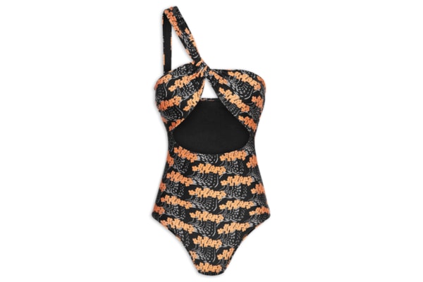 Maiô Ombro Único Estampado - Preto