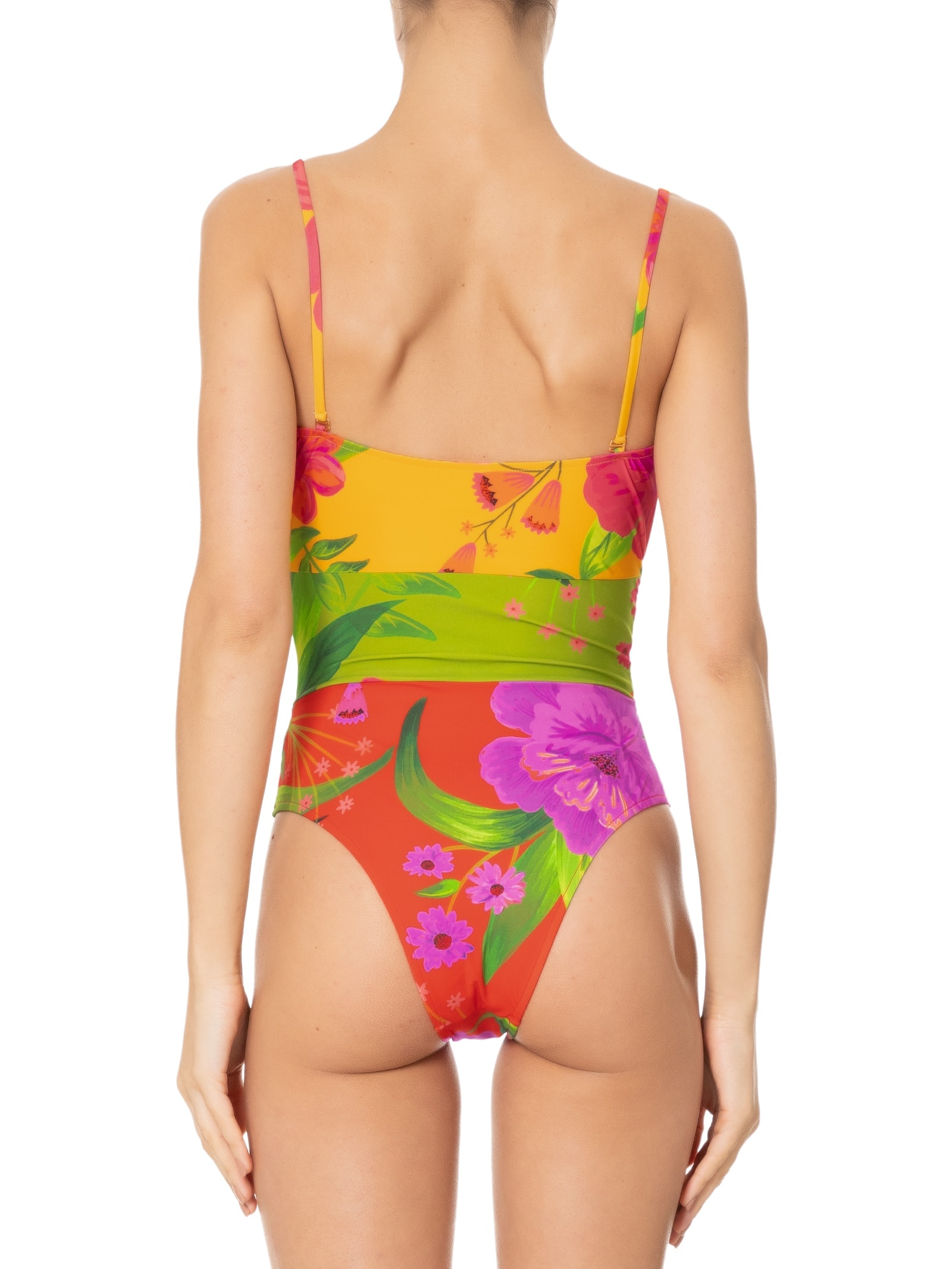 Maiô Patch Floral Bem Me Quer Laranja Farm Praia