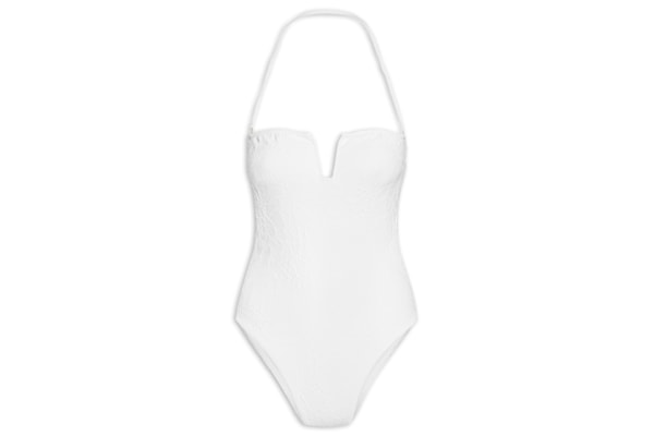 Maiô Sem Alça Textura Flor - Branco