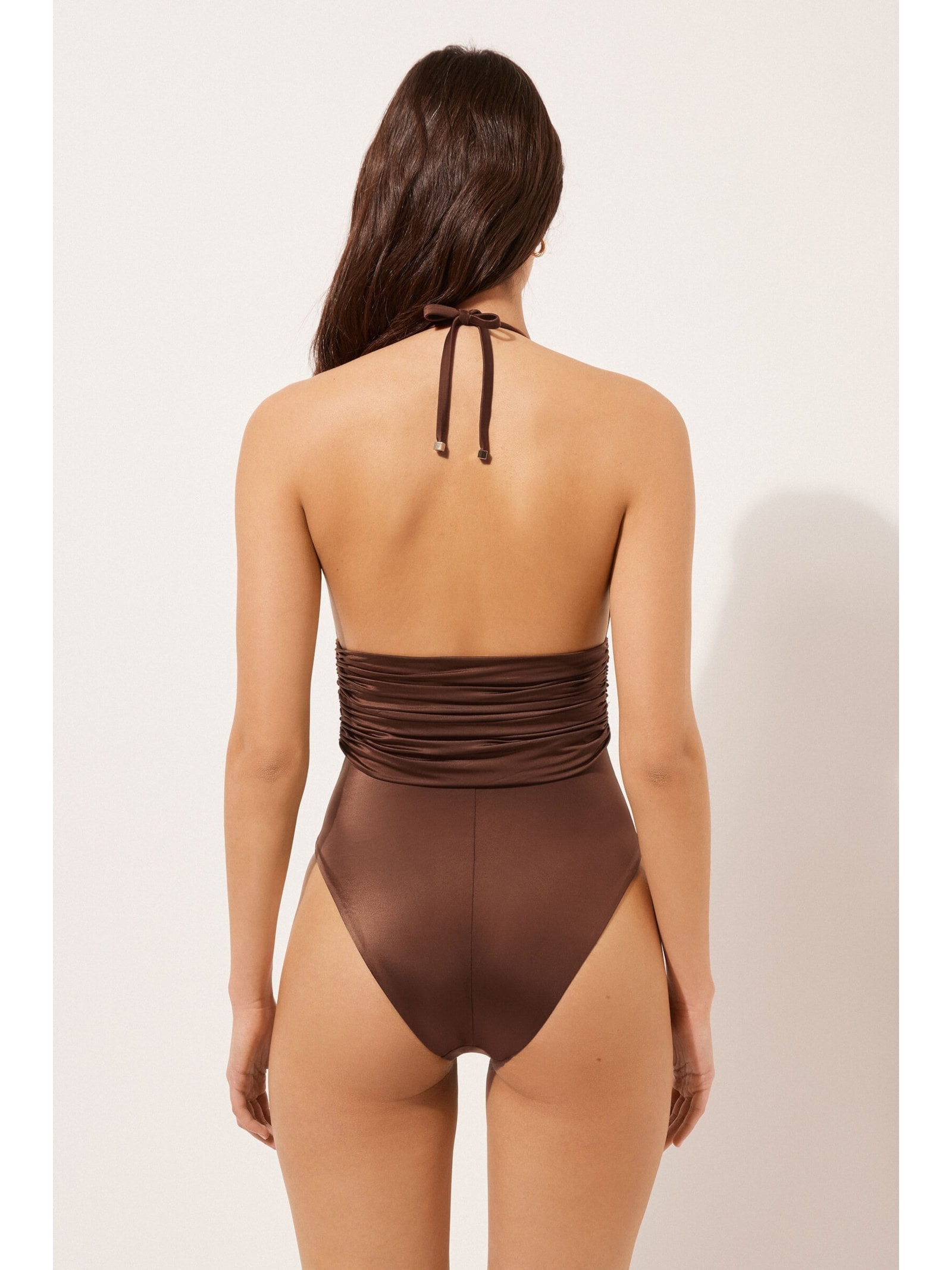 Maiô Shiny Satin Marrom Calzedonia