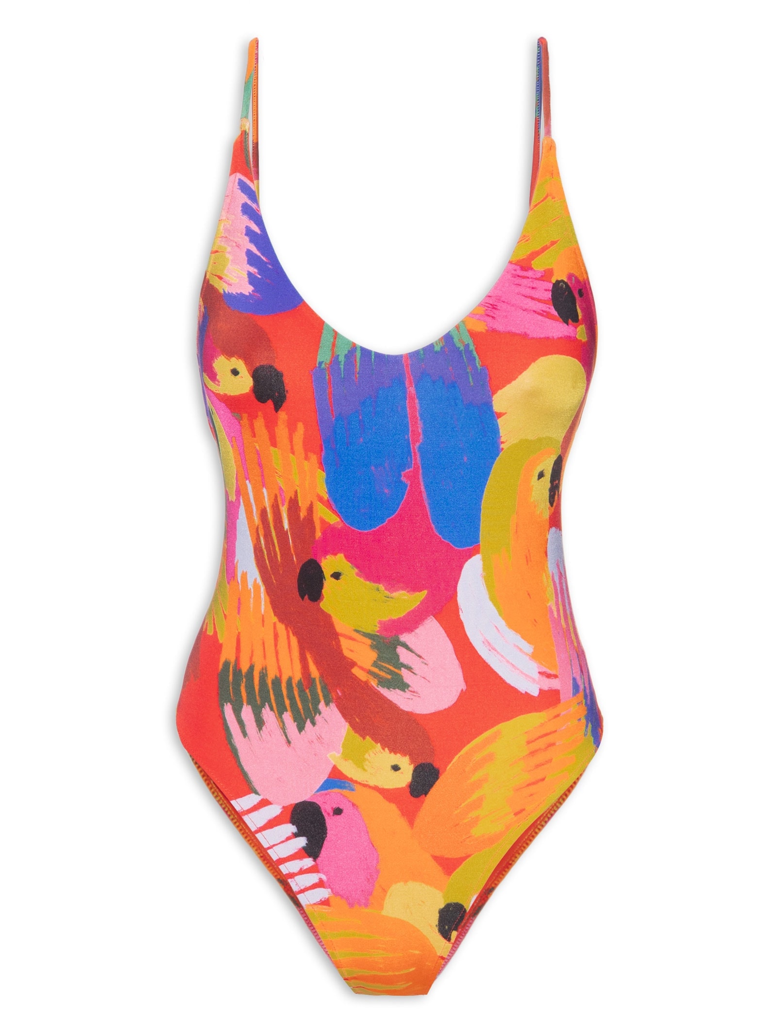 Maiô Side Boob Festa Das Araras Laranja Farm Praia