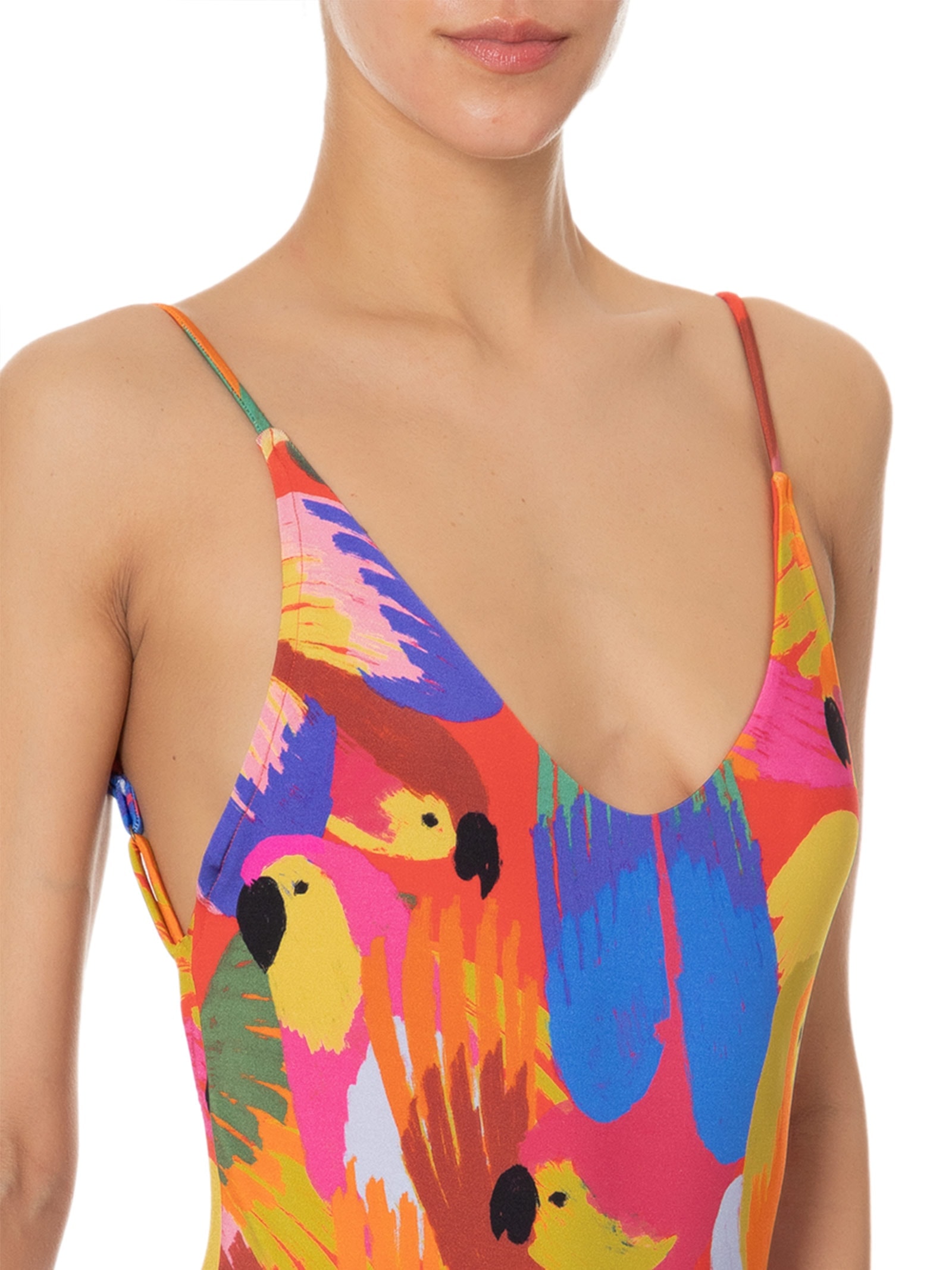 Maiô Side Boob Festa Das Araras Laranja Farm Praia