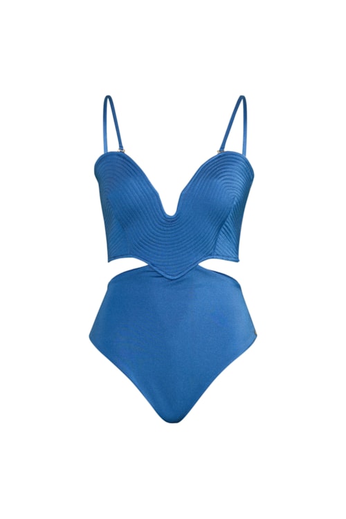 maiô strapless matelassê orla azul