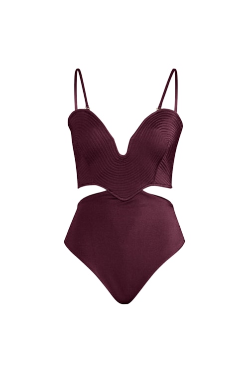 maiô strapless matelassê orla cabernet