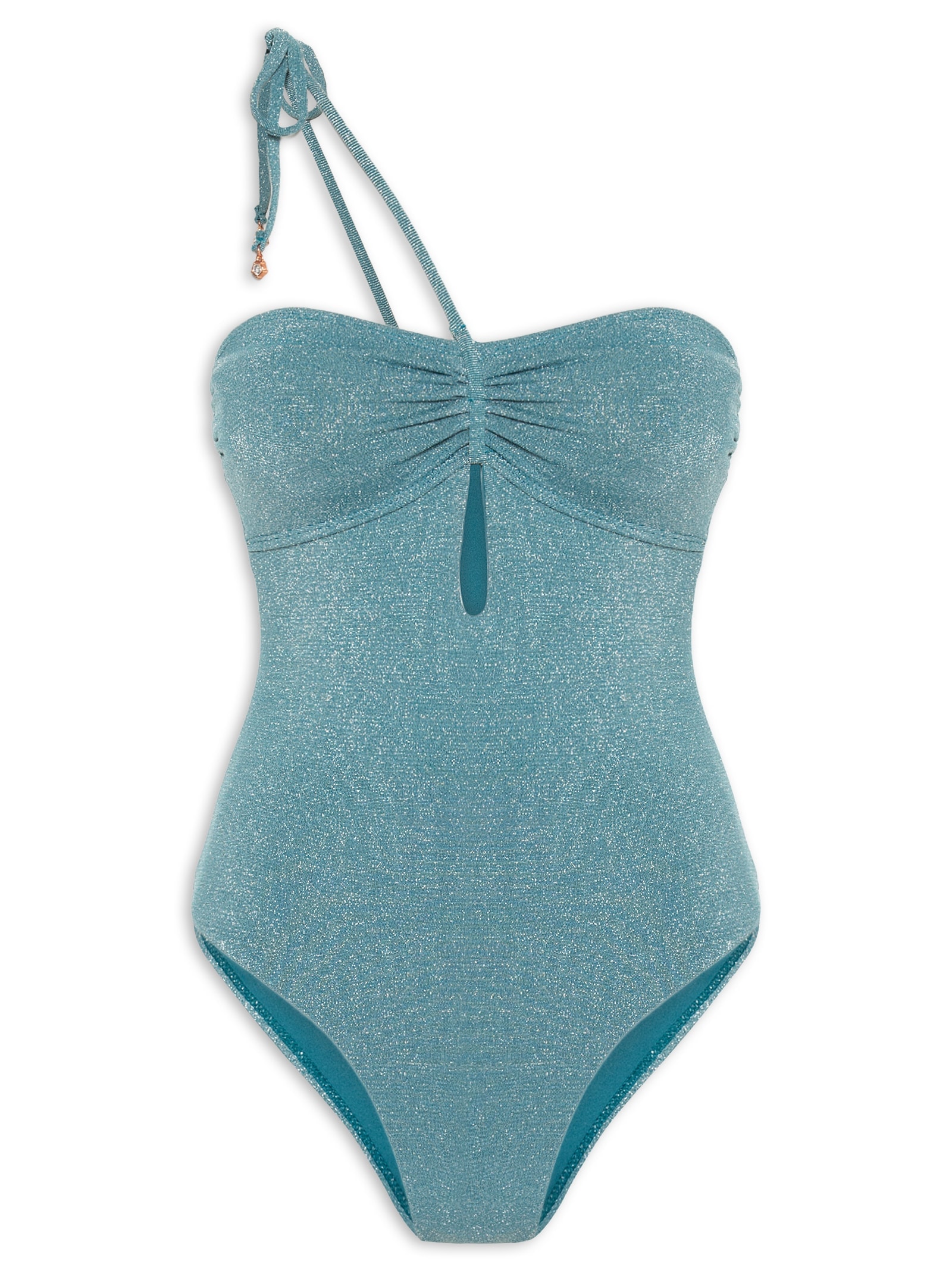 Maiô Um Ombro Só Com Abertura Central Azul Mktbeach