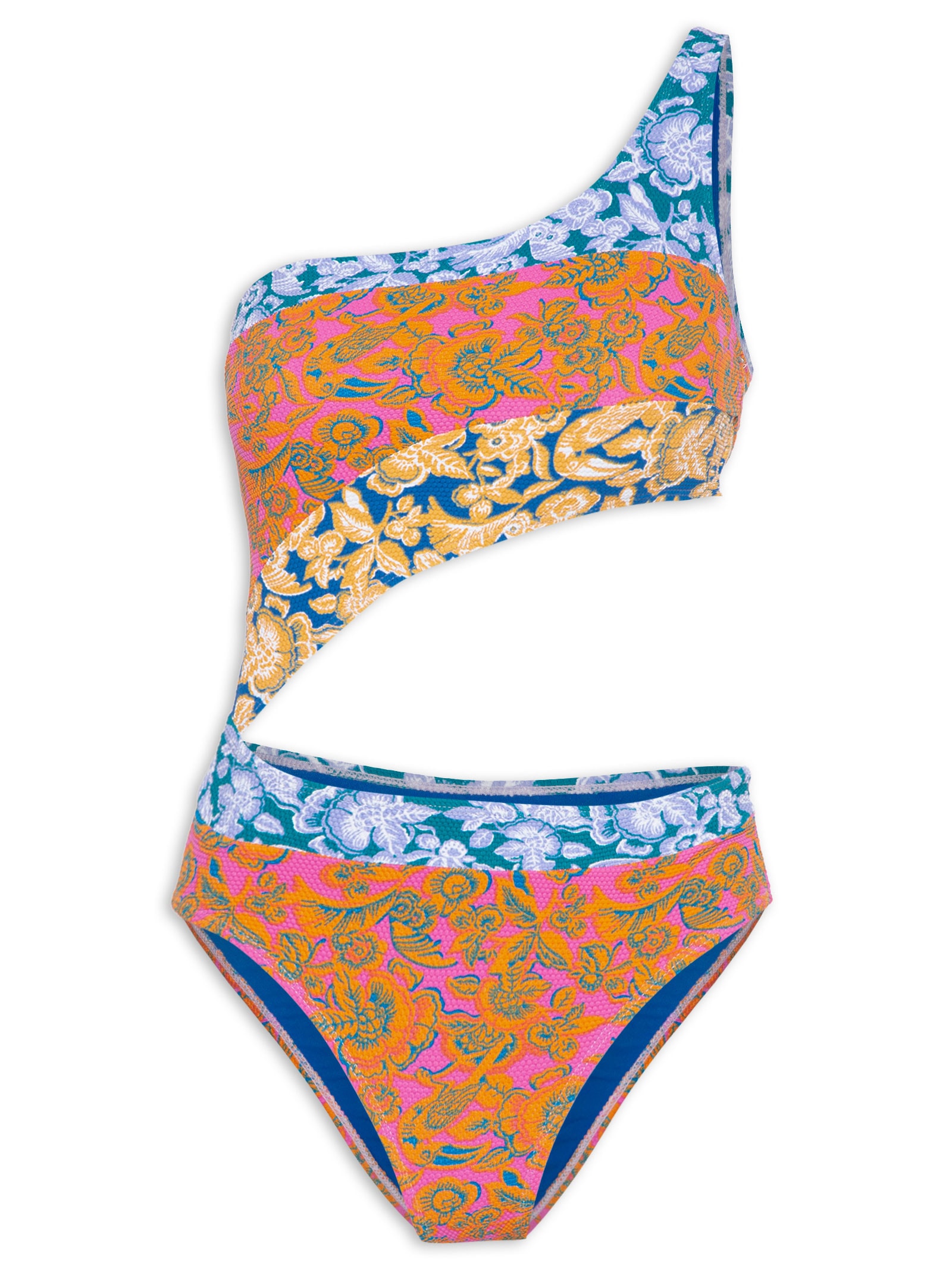 Maiô Um Ombro Só Estampado Laranja Mktbeach