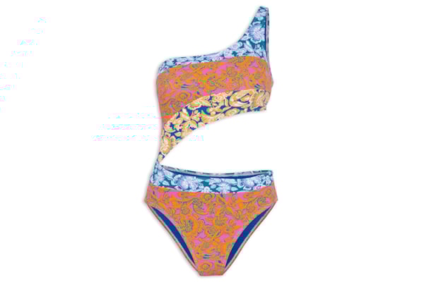 Maiô Um Ombro Só Estampado - Laranja