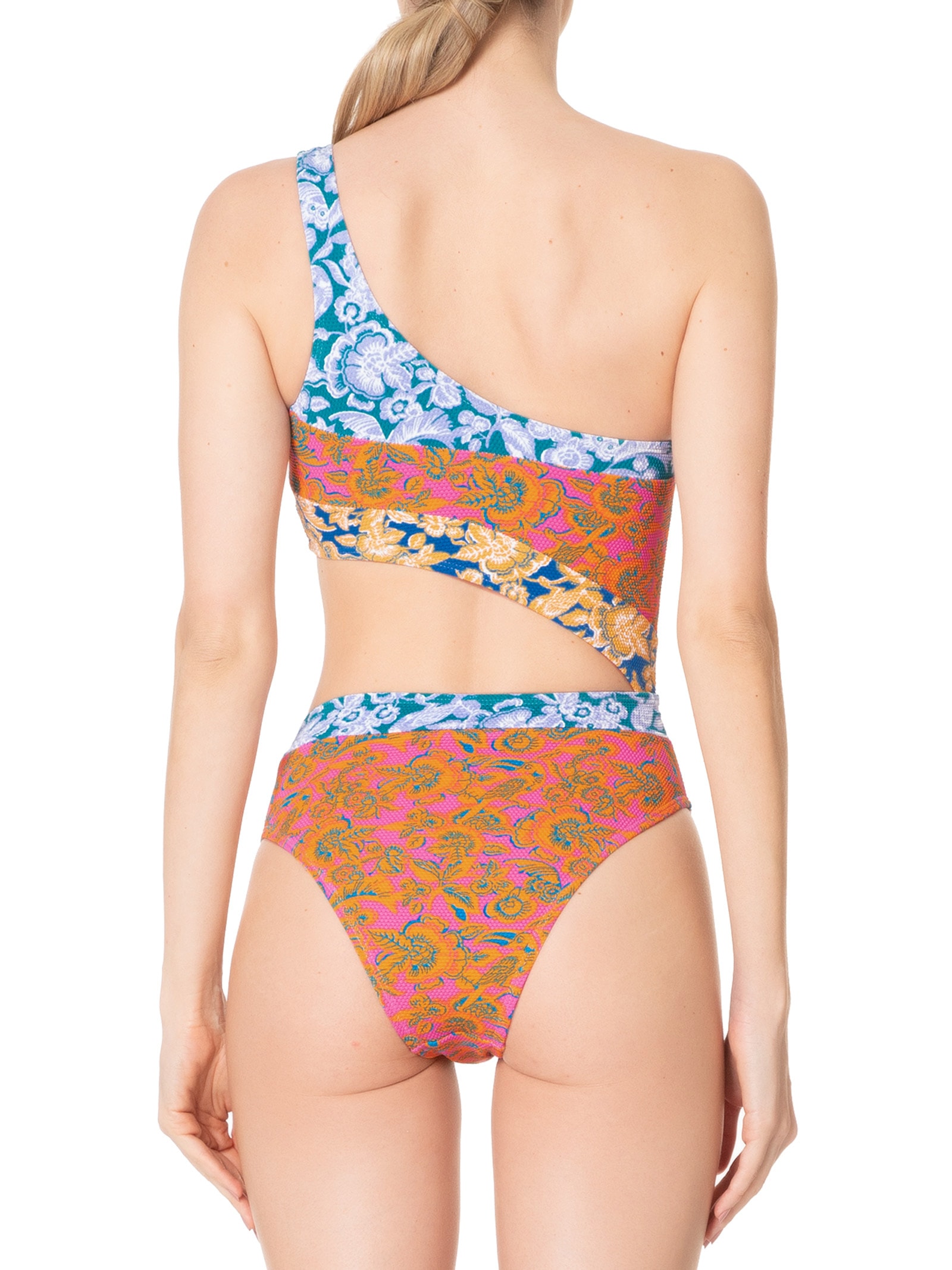 Maiô Um Ombro Só Estampado Laranja Mktbeach