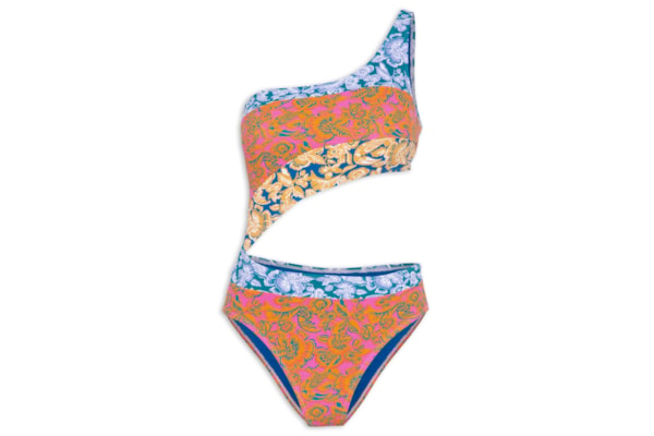 Maiô Um Ombro Só Estampado - Laranja