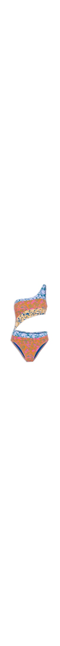 Maiô Um Ombro Só Estampado - Laranja