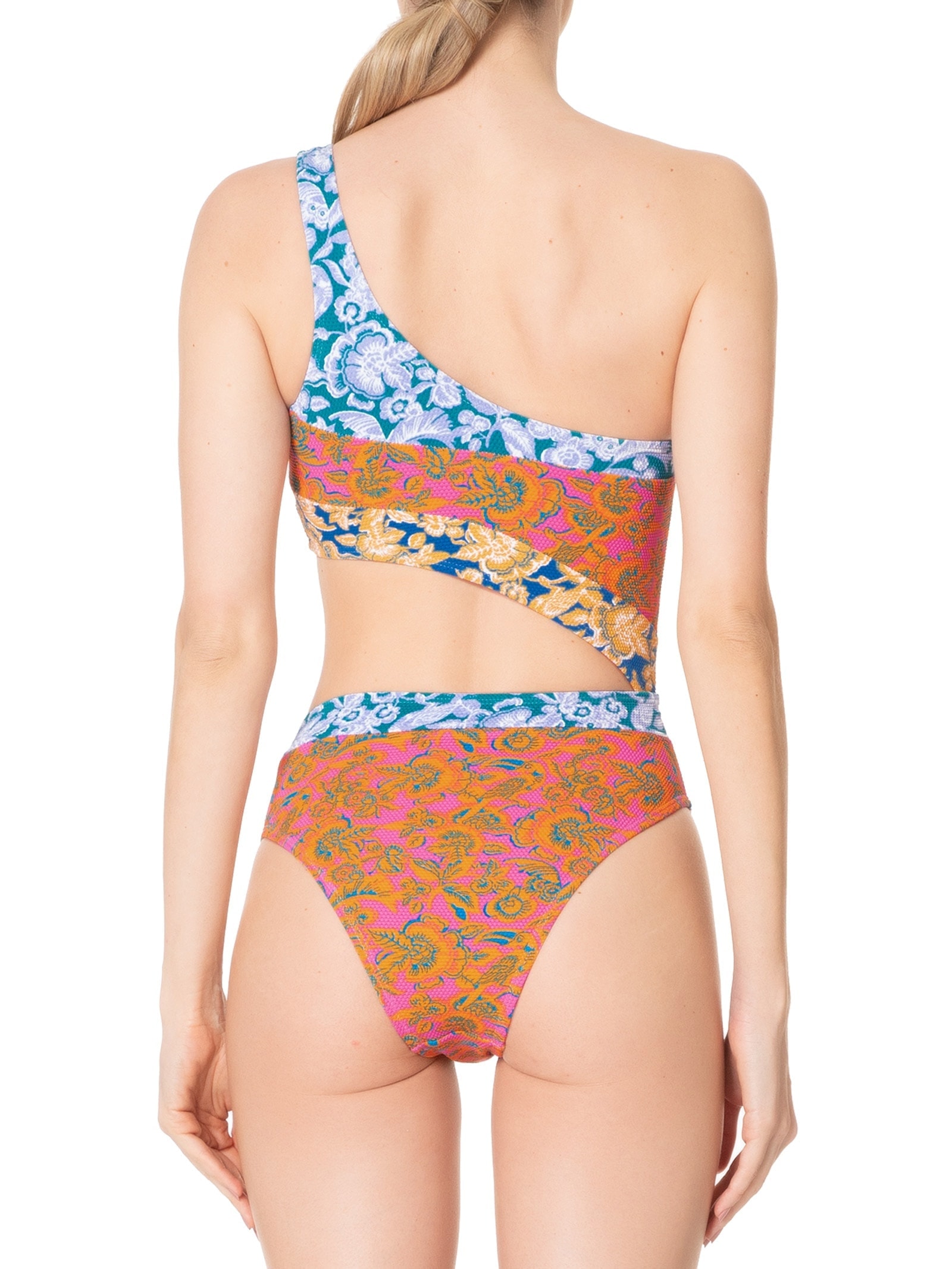 Maiô Um Ombro Só Estampado Laranja Mktbeach