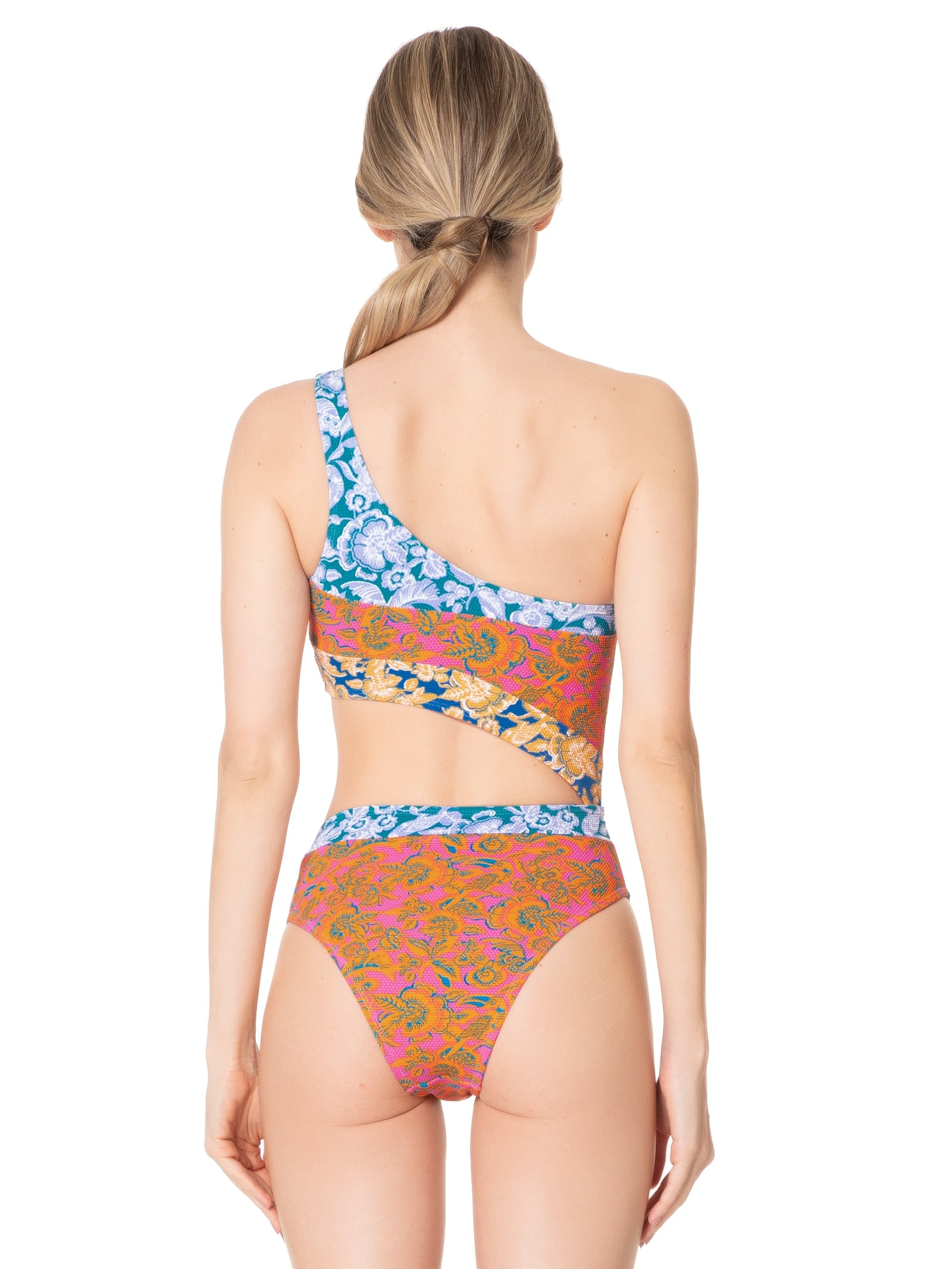 Maiô Um Ombro Só Estampado Laranja Mktbeach
