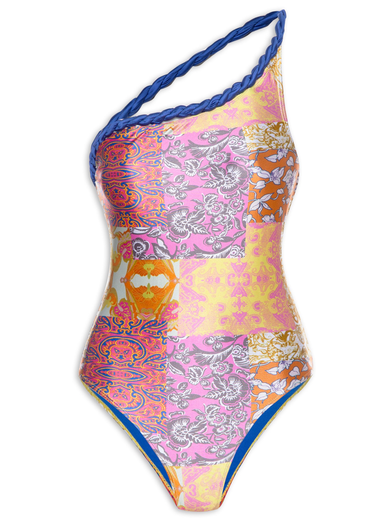 Maiô Um Ombro Só Estampado Rosa Mktbeach