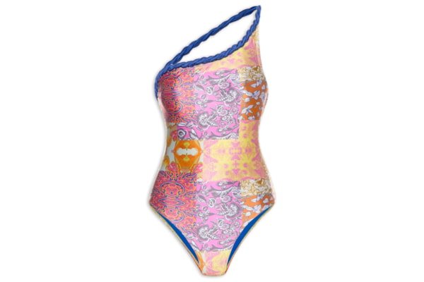 Maiô Um Ombro Só Estampado - Rosa