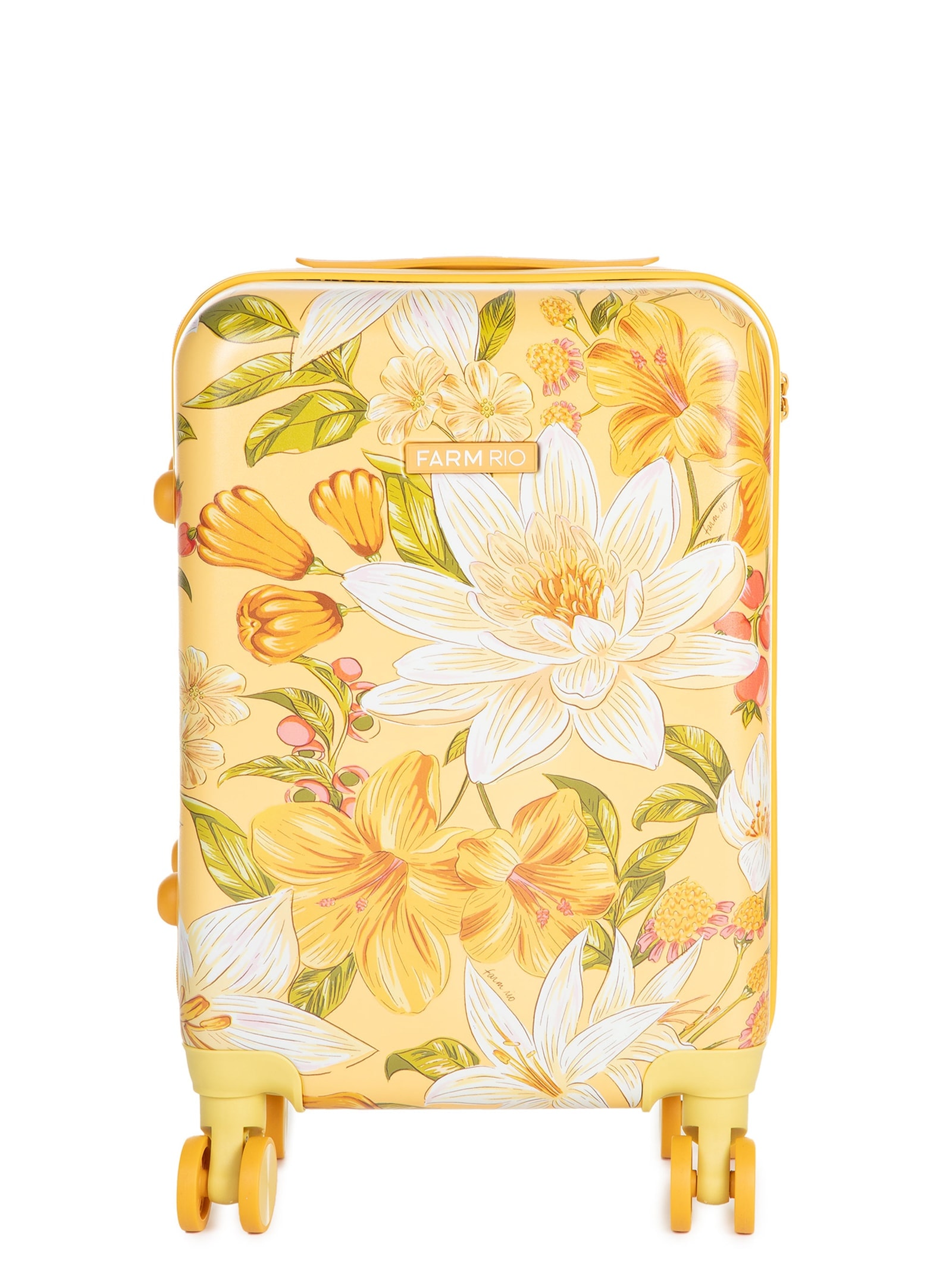 Mala Feminina Me Leva Rígida P Floral Ararajuba Amarelo Farm Etc