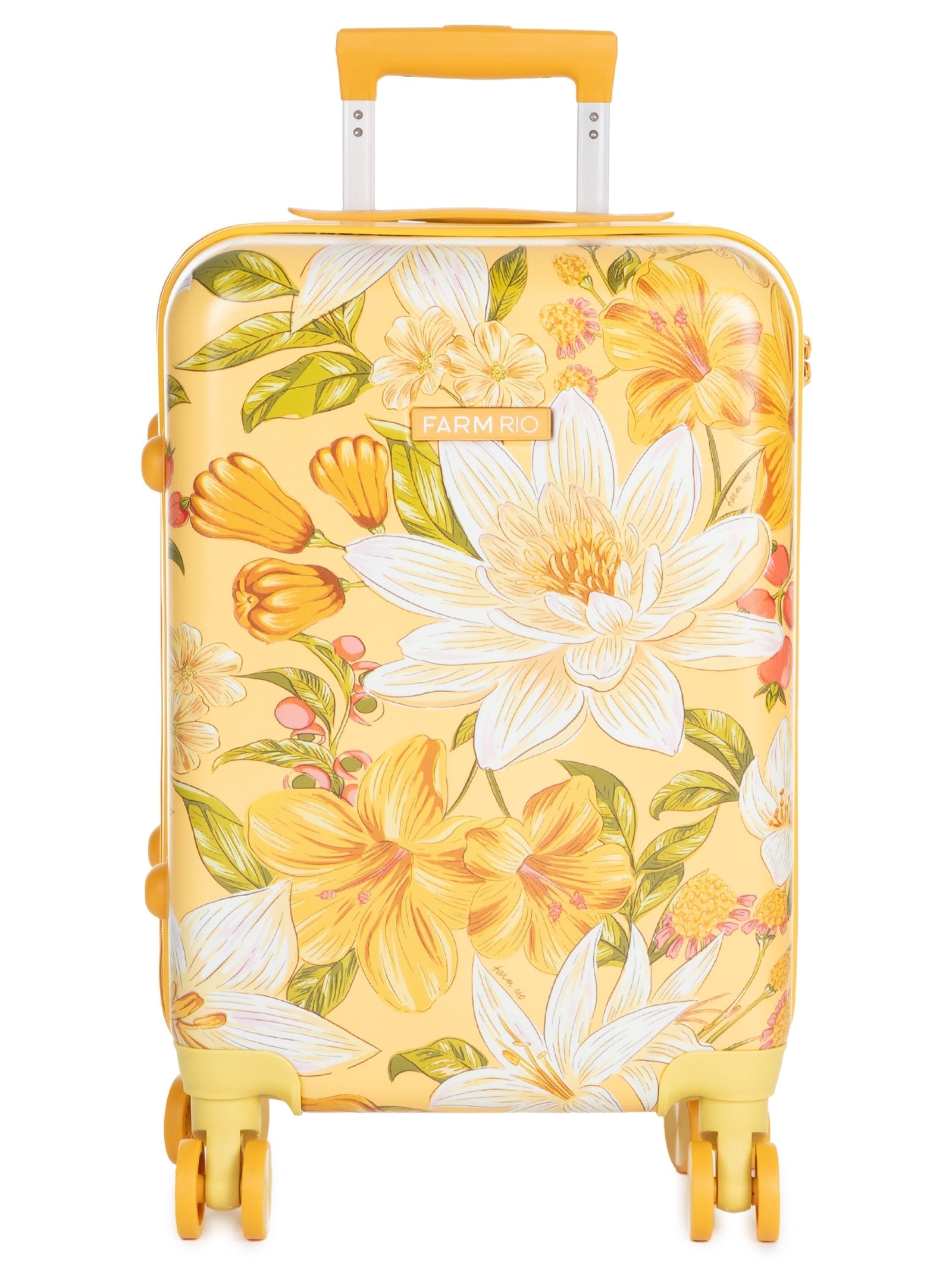 Mala Feminina Me Leva Rígida P Floral Ararajuba Amarelo Farm Etc