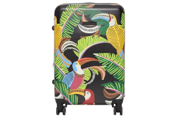 Mala Feminina Rígida G Tucanos com Folhagens - Preto