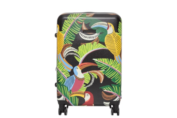 Mala Feminina Rígida M Tucanos com Folhagens - Preto