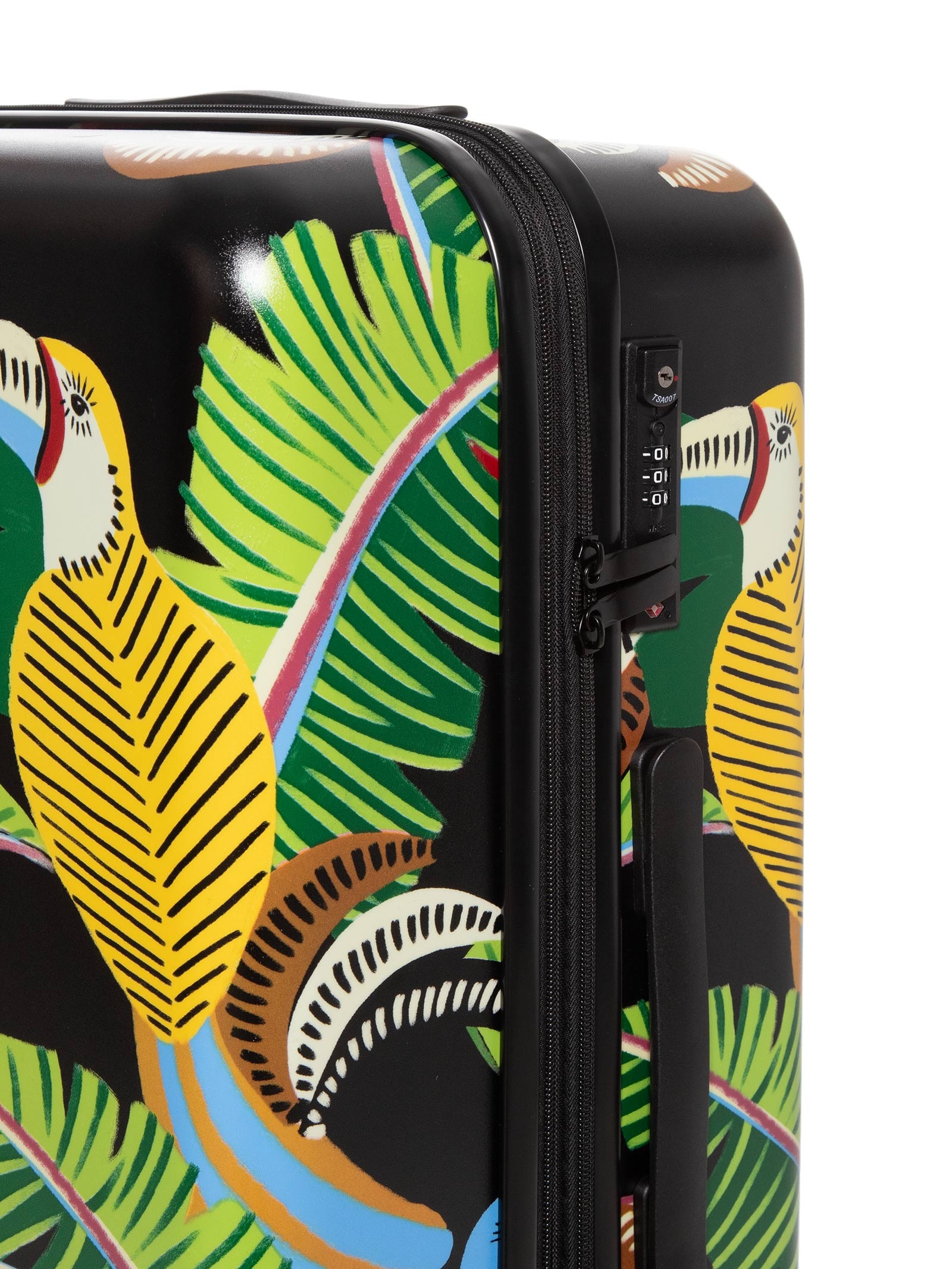 Mala Feminina Rígida M Tucanos com Folhagens Preto Farm Etc