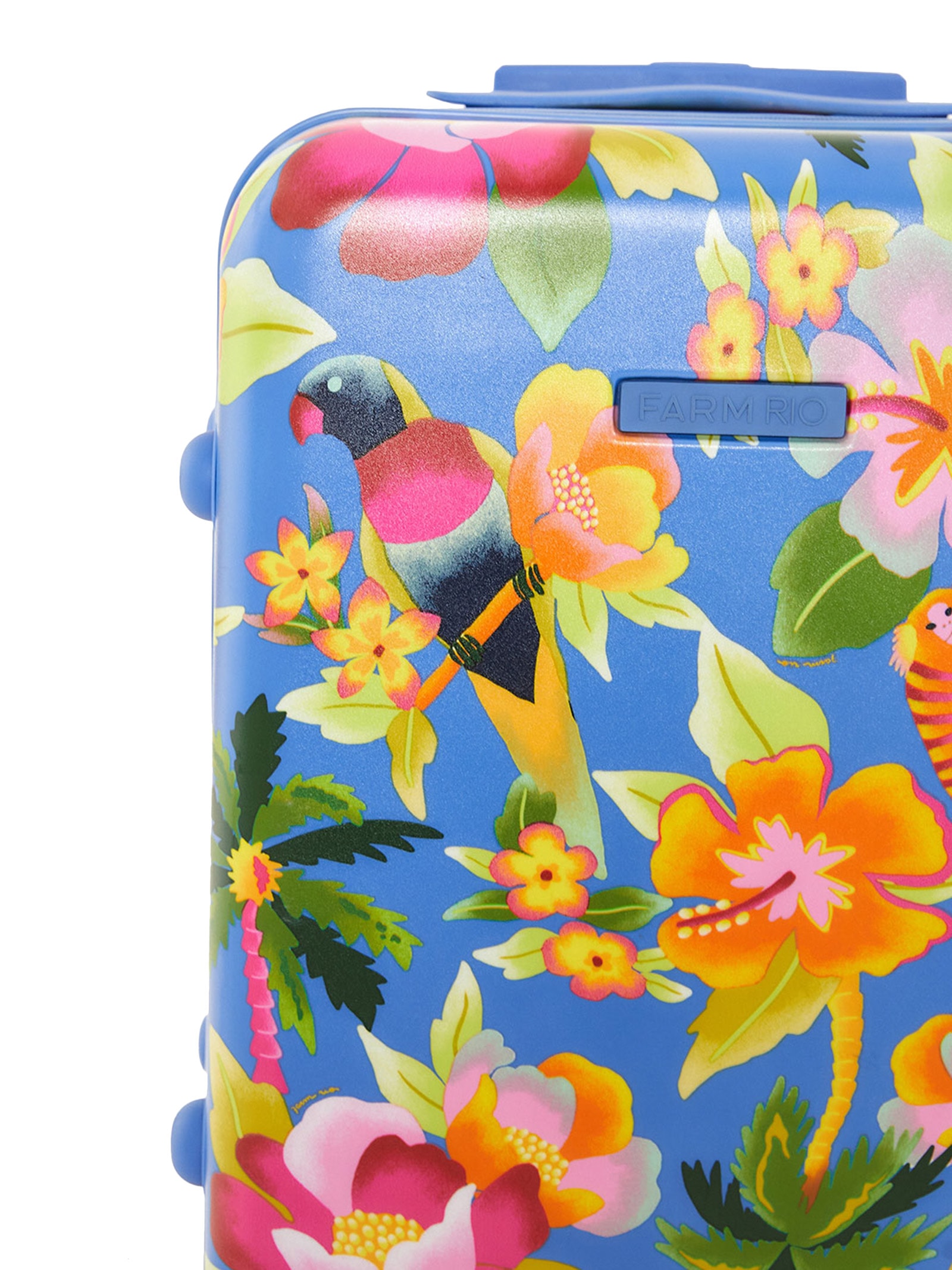 Mala Feminina Rígida P Floral Havaiano Azul Farm Etc