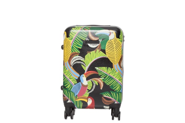 Mala Feminina Rígida P Tucanos com Folhagens - Preto