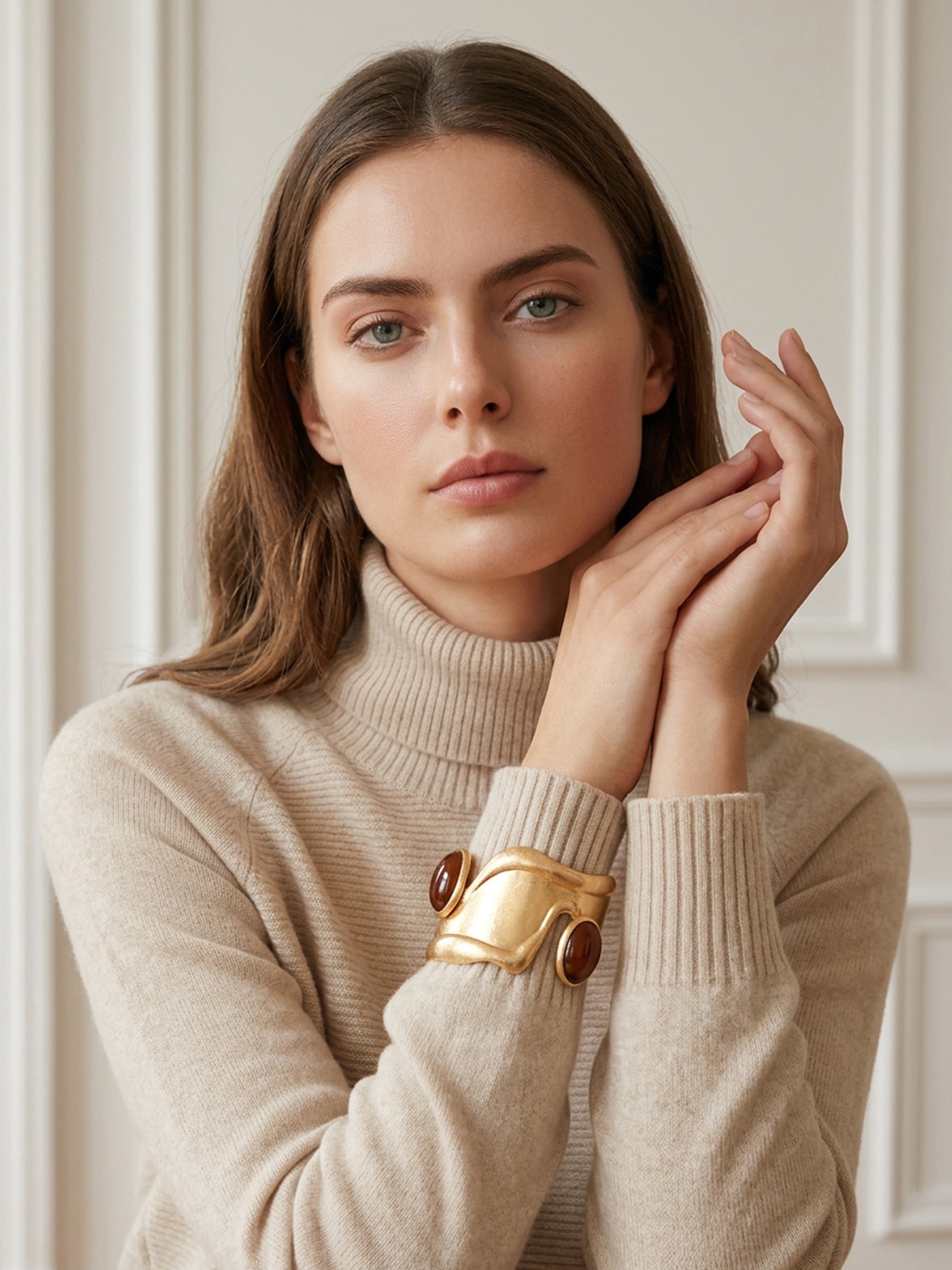 Maxi Bracelete Feminino Com Pedraria Dourado Market 33