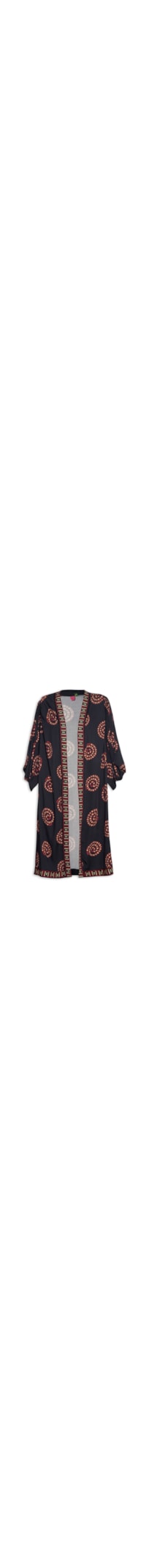 Maxi Kimono Feminino Cobra Coral Poá - Preto