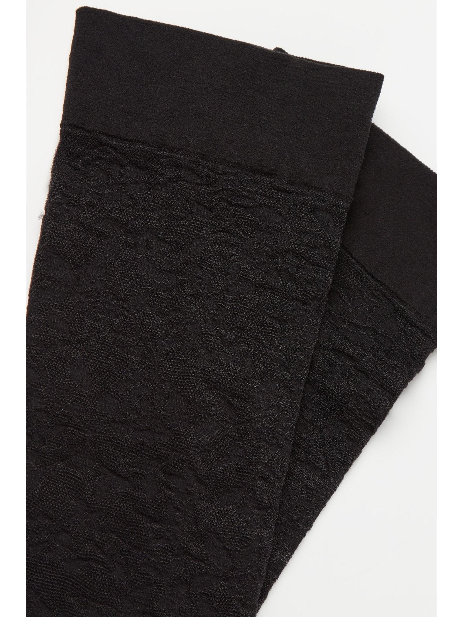 Meia 3/4 Em Tule Com Renda Floral Preto Calzedonia