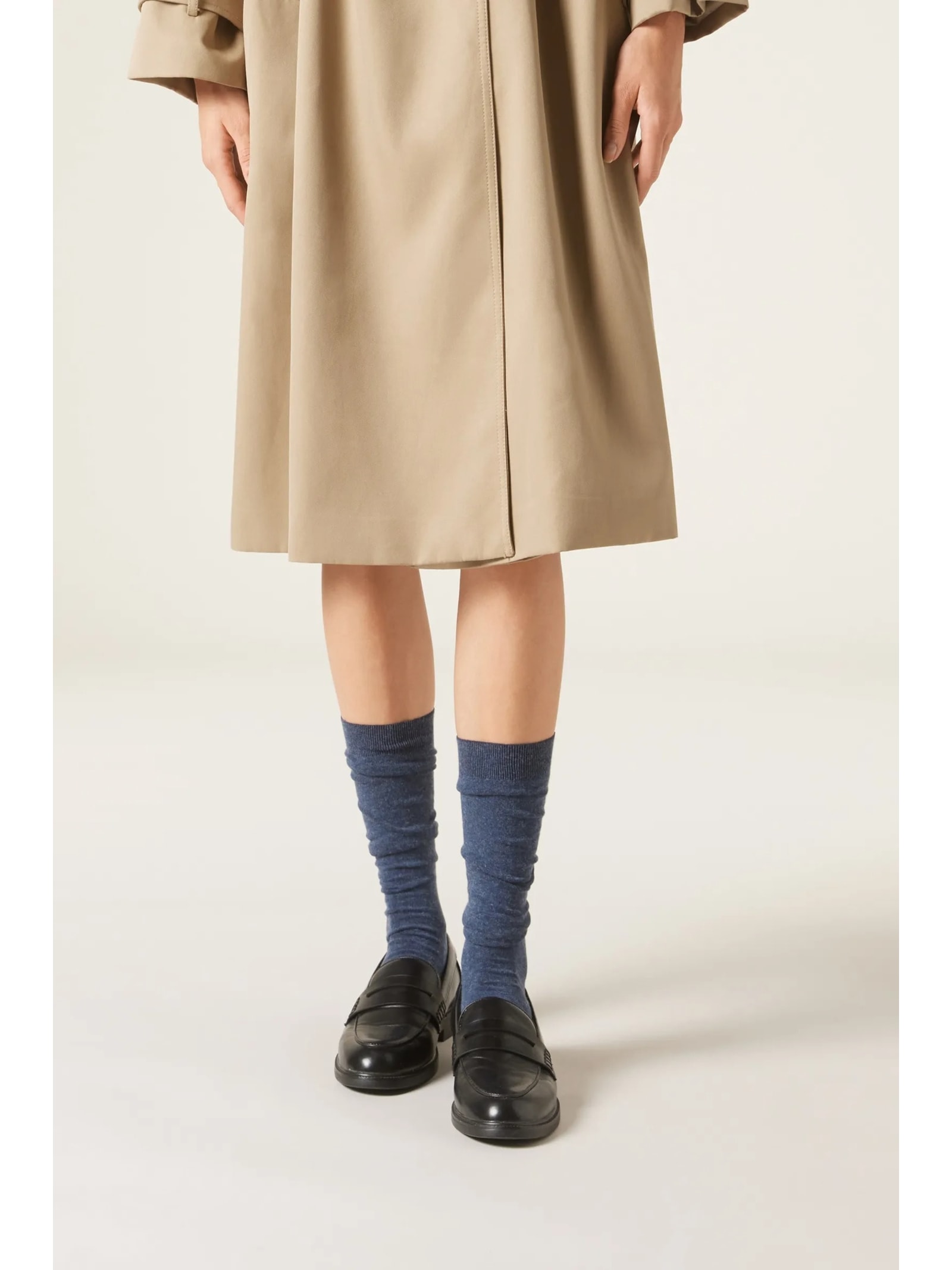 Meia Alta Com Cashmere Azul Calzedonia