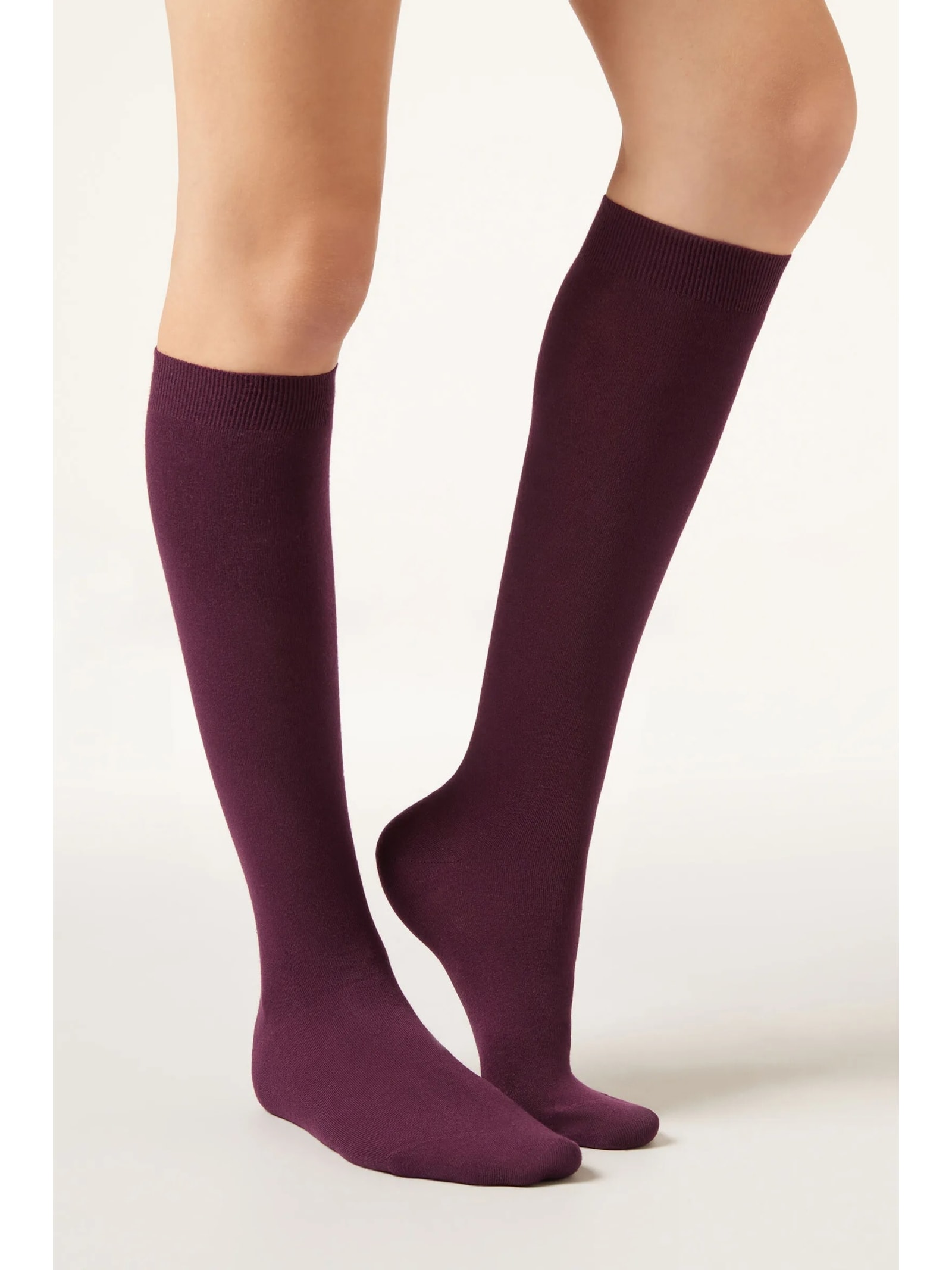 Meia Alta Com Cashmere Bordô Calzedonia