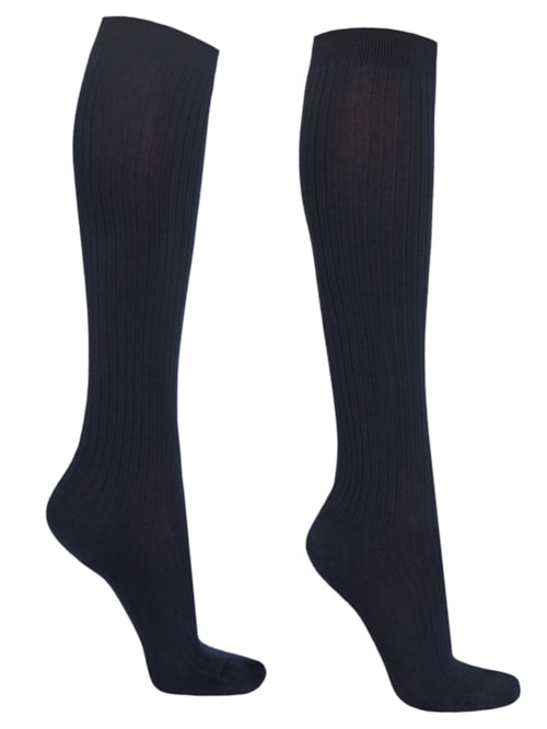 Meia Alta Com Cashmere Canelada – Azul