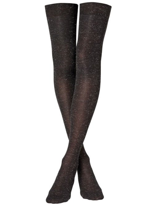 Meia Alta Com Cashmere e Glitter – Preto