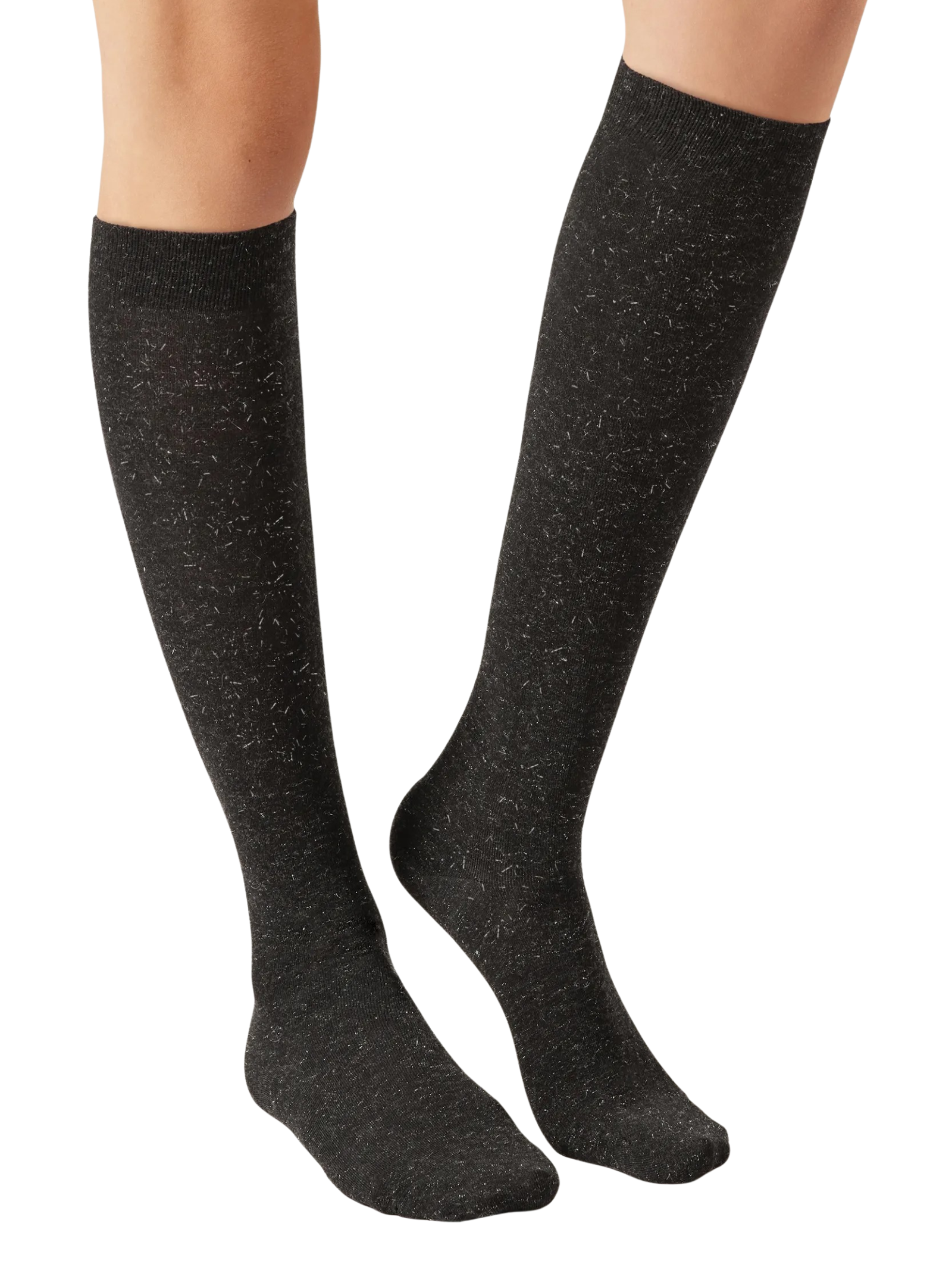 Meia Alta Com Cashmere e Glitter Preto Calzedonia