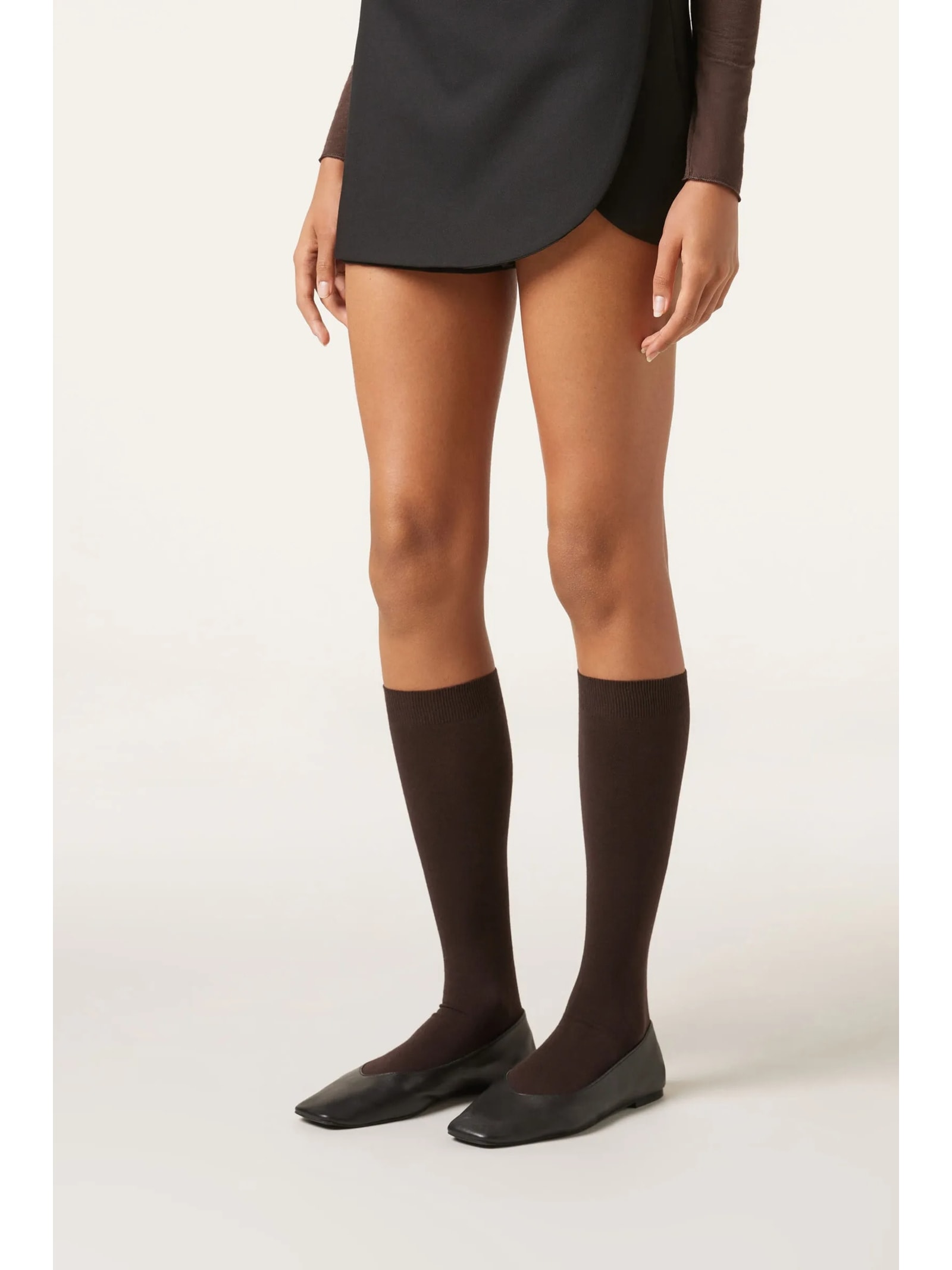 Meia Alta Com Cashmere Marrom Calzedonia