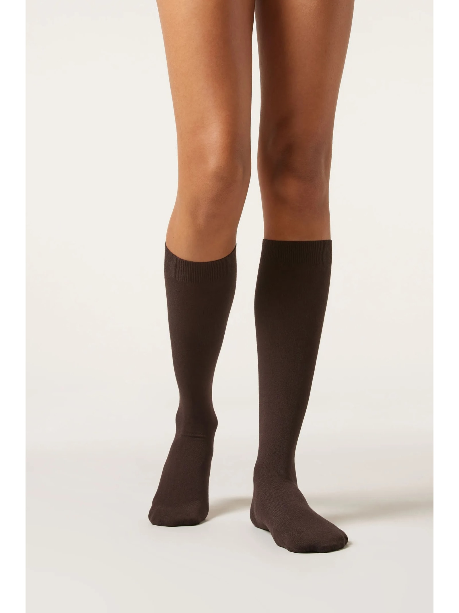 Meia Alta Com Cashmere Marrom Calzedonia