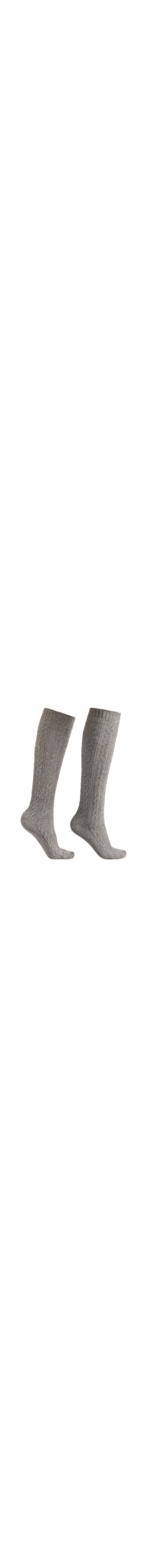 Meia Alta Com Cashmere Trançada - Cinza