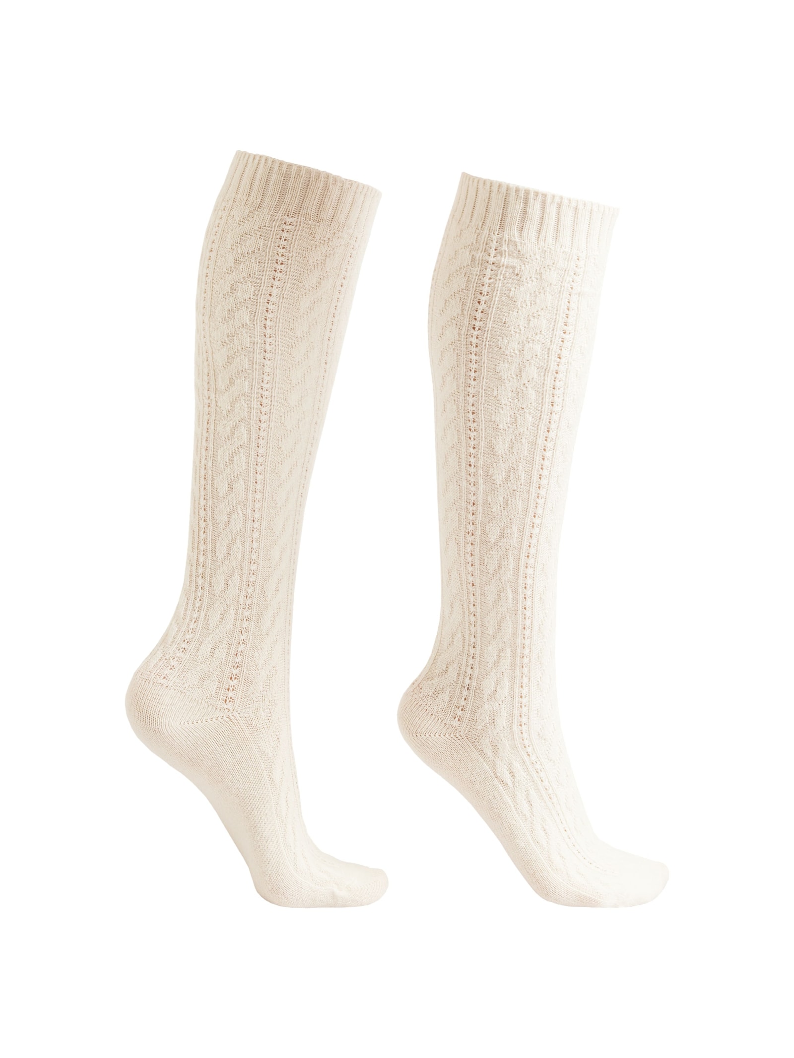 Meia Alta Com Cashmere Trançada Off-White Calzedonia