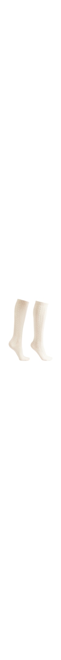 Meia Alta Com Cashmere Trançada - Off-White
