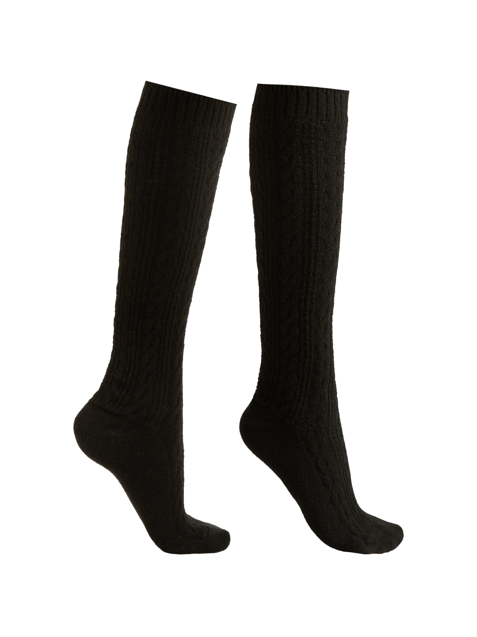 Meia Alta Com Cashmere Trançada Preto Calzedonia