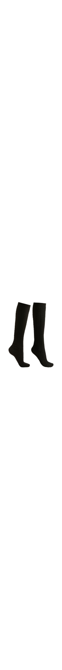 Meia Alta Com Cashmere Trançada - Preto
