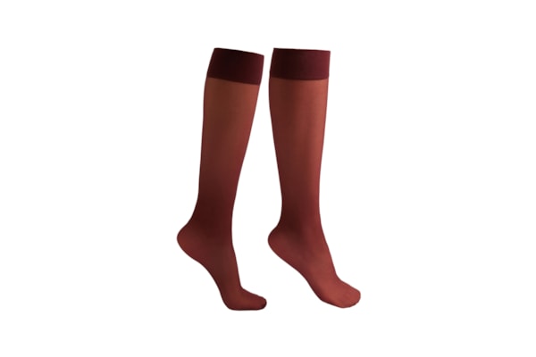 Meia Alta Transparente Fio 20 - Bordô