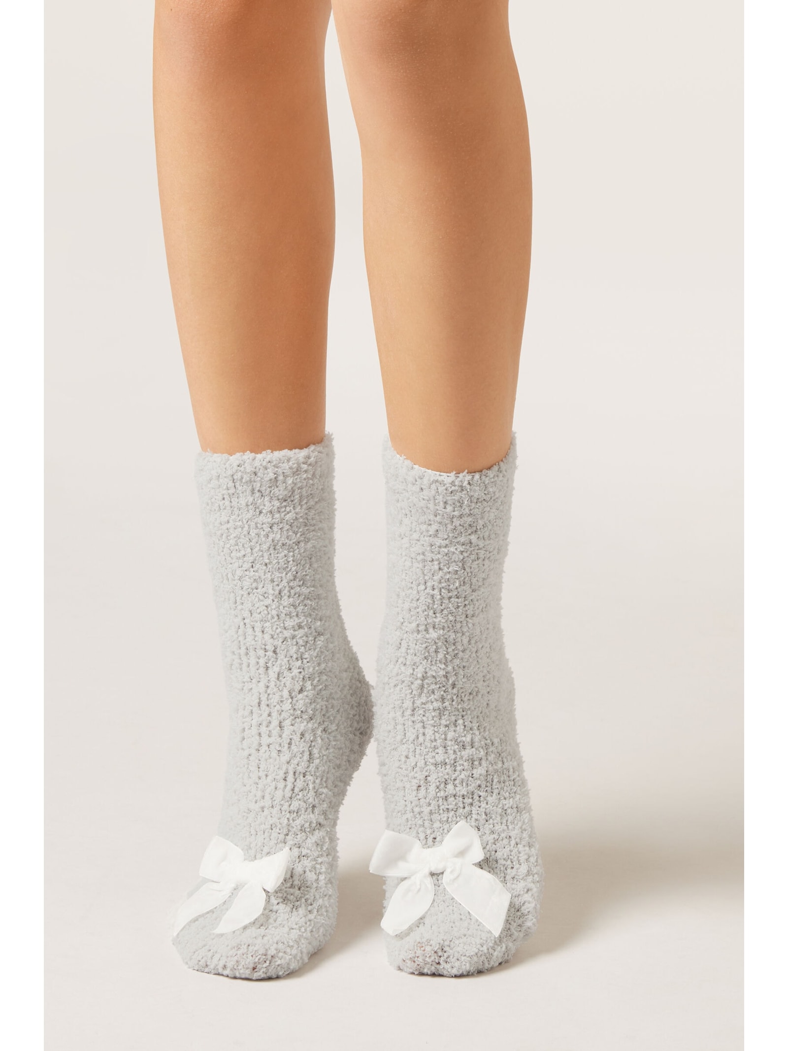 Meia Antiderrapante Efeito Soft Cinza Calzedonia