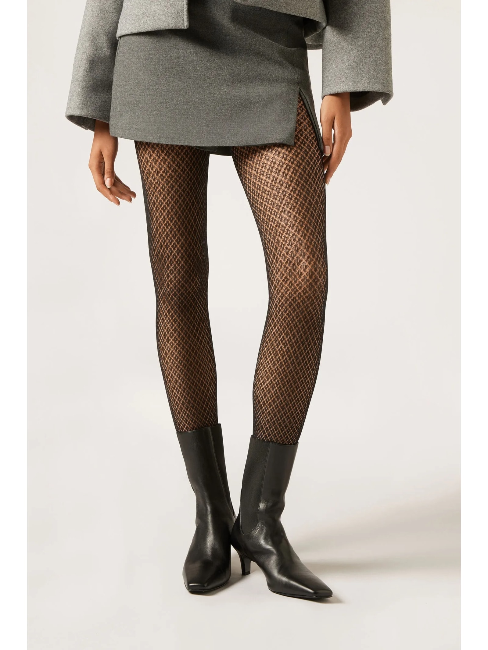 Meia-Calça Arrastão Com Losangos Preto Calzedonia