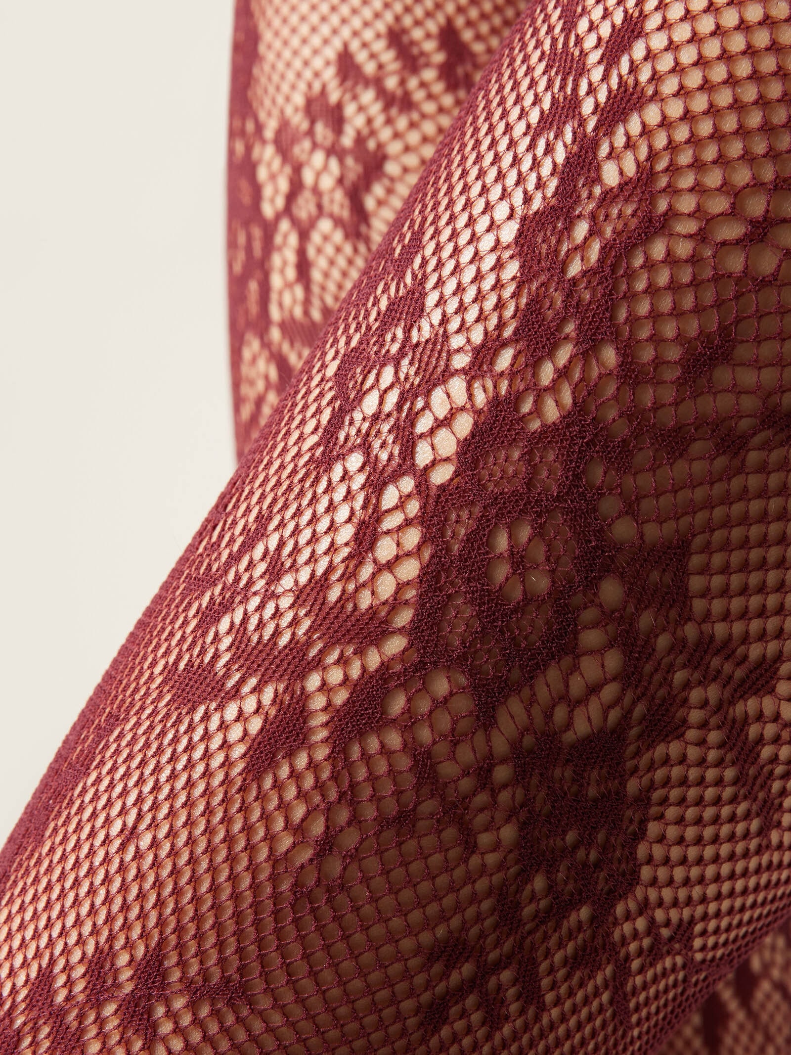Meia-Calça Arrastão Com Padrão Floral Bordô Calzedonia
